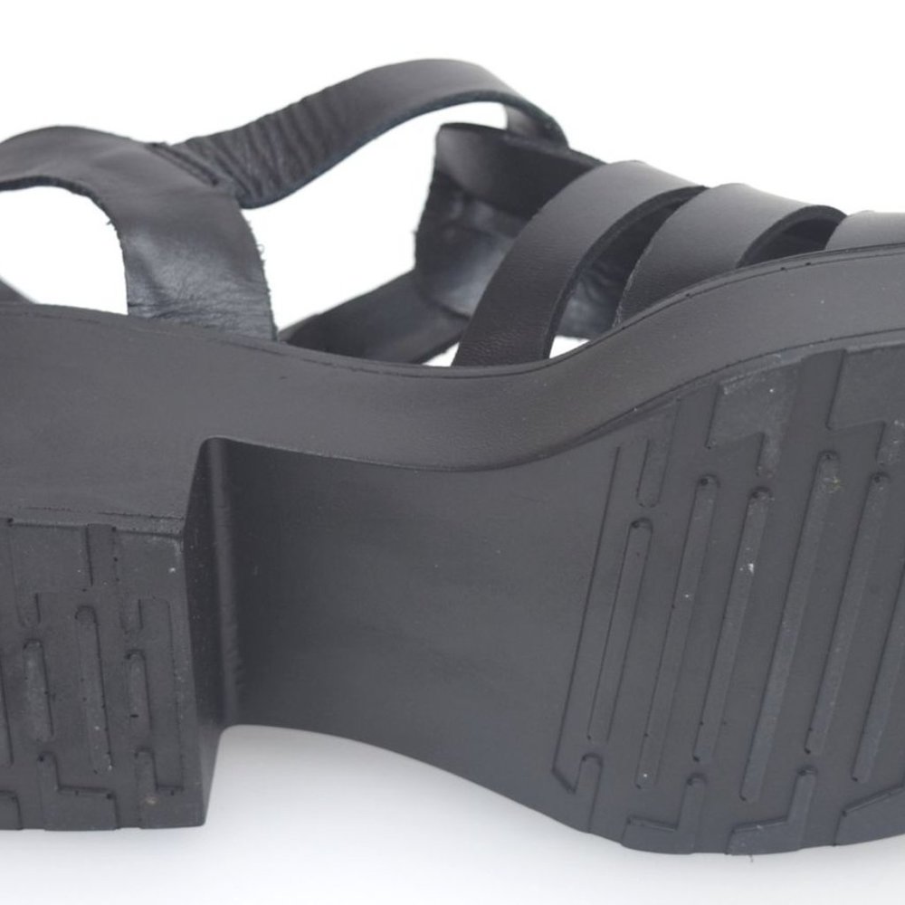 WINDSOR SMITH Lily Black Leather 90s Chunky Platform Block Heel Sandals - Picture 7 of 16
